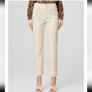 Paige Stella Straigh Jean Ecru Vegan Leather Size 27